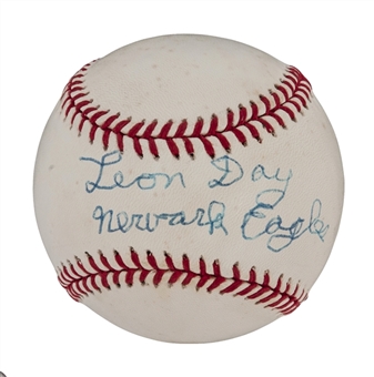 Leon Day Signed and Inscribed William White Official National League Baseball (JSA)
